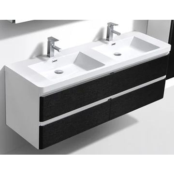 Milan 1500 Vanity Cabinet Wall-Hung Four Drawer & Basin Combo w ...