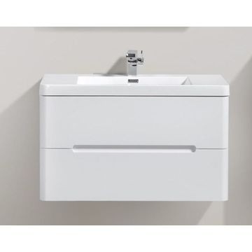 Venice 900 Wall-Hung Vanity Unit Double Drawer & Basin Combo with Overflow 900x480x550mm Gloss White Full Cabinet
