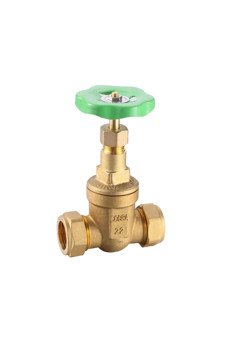 Valve Gate Cobra 22mm CxC 1003 with Green Handle Brass PlumbIt Online