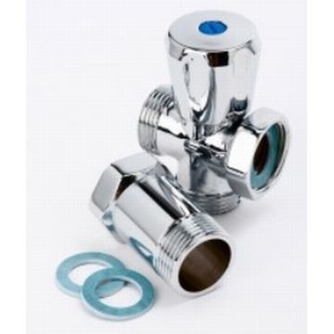 Gio Washing Machine Bibcock & Extension Brass ¾''×¾''×¾'' Chrome Plated