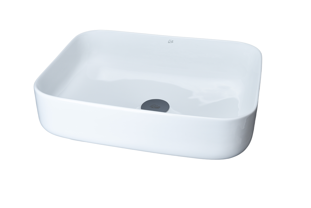 Basin Countertop Gio Elena Square with No Tap Hole White 500L x x390W