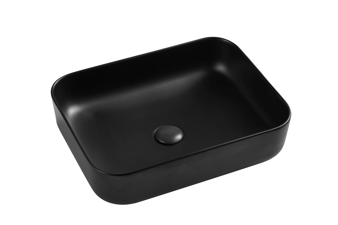 Basin Countertop Gio Elena Square with No Tap Hole Matt Black 500L x ...