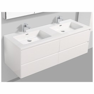 Enzo 1500 Vanity Cabinet Wall-Hung Four Drawer & Basin 1500x325x524mm White Gloss/White