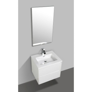Enzo 600 Wall-Hung Double Drawer Vanity & Basin Combo 600x480x525mm Gloss White Full Cabinet
