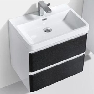 Milan 600 Wall-Hung Vanity Unit Double Drawer & Basin Combo with Overflow 600x420x550mm Rustic Black ColorMix