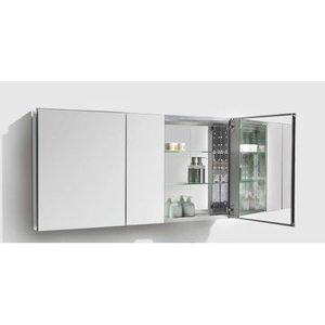 Mirror Cabinet 3 Door w/ Glass Shelves & Hinges & Aluminium Casing 1250x660x127mm
