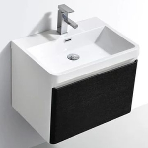 Milan 600 Wall-Hung Vanity Unit Single Drawer & Basin Combo with Overflow 600x420x450mm Rustic Black ColorMix