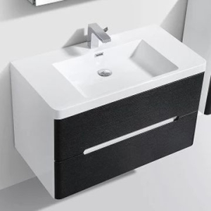 Venice 900 Wall-Hung Vanity Unit Double Drawer & Basin Combo with Overflow 900x480x550mm Rustic Black ColorMix
