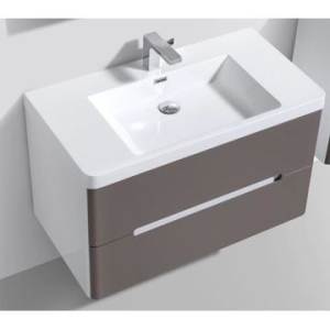 Venice 900 Wall-Hung Vanity Unit Double Drawer & Basin Combo with Overflow 900x480x550mm Gloss Grey ColorMix