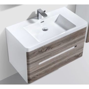 Venice 900 Wall-Hung Vanity Unit Double Drawer & Basin Combo with Overflow 900x480x550mm Silver Oak ColorMix