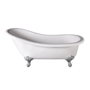 Sophia Slipper Freestanding Bath No Overflow 1650x735x580-770mm Pearl White w/ Feet