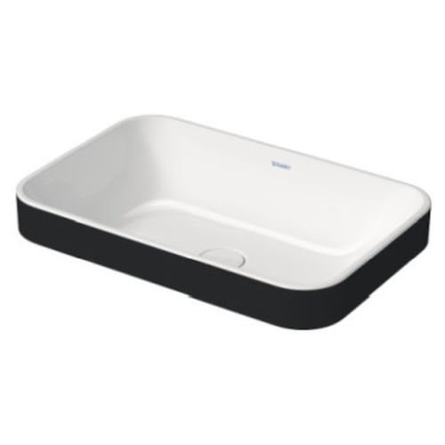 Basin Countertop Duravit Happy D.2 Plus Rectangular 600mmx400mm with Overflow and Fixings White Alpin and Anthracite Black