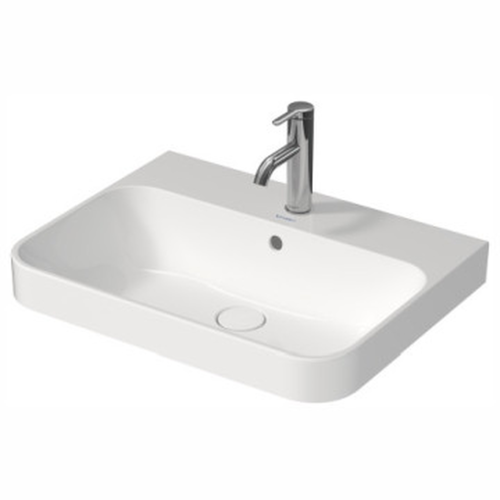 Basin Countertop Duravit Happy D.2 Plus Rectangular 600mmx460mm with Overflow and Tap Hole White Alpin