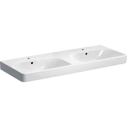 Smyle Square Double Vanity Basin w/ Two Mixer Tap Holes B 1200x480mm White