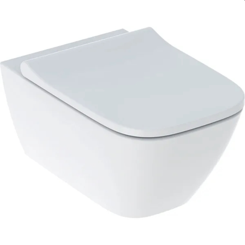 Geberit Smyle Square set of wall-hung WC, washdown, shrouded, Rimfree, with WC seat, overlapping lid: white