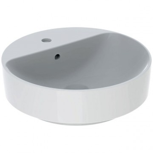 Geberit VariForm lay-on washbasin, round, with tap hole bench: D=45cm, Overflow=visible, white