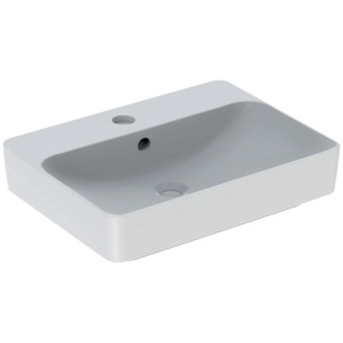 Geberit VariForm lay-on washbasin, rectangular, with tap hole bench: B=60cm, T=45cm, Overflow=visible, white