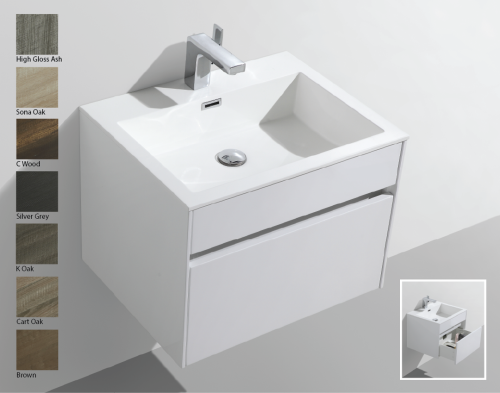 Gio Simplicity 600 Slimline Cupboard & Basin White