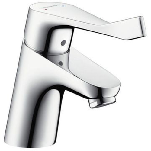 Tap Basin Mixer Medical Hansgrohe Décor 70 Care with Elbow Lever Action Handle Chrome
