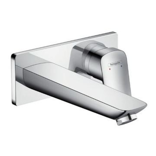 Tap Basin Mixer Wall Type Hansgrohe Logis Finishing Set with Cover Plate and 195mm Spout Chrome