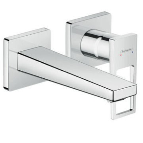 Tap Basin Mixer Wall Type Hansgrohe Metropol Finishing Set 2 Hole with Loop Handle and 165mm Spout Chrome
