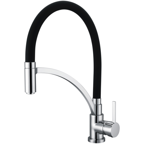 Tap Sink Mixer Bijiou Selune Deck Type with Pull Down Black Spout Chrome