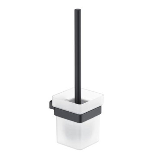 Bathroom Accessories Toilet Brush and Holder Bijiou Clermont with Frosted Glass Holder Matt Black