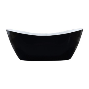 Bath Freestanding Bijiou Savoy Oval with Overflow Black & White 1800x800mm