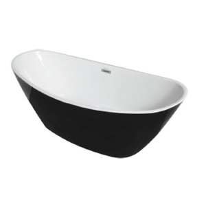 Bath Freestanding Bijiou Le Mans Oval with Overflow Black & White 1700x790mm