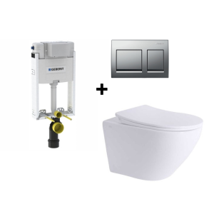 Solo Bali Wall Hung Pan with Geberit Alpha15 Flush plate & GB Cistern Combo