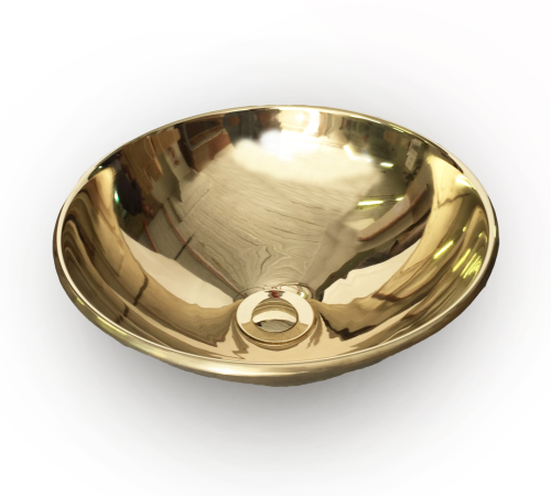 Rossco Small Countertop Basin Rolled Lip 300 x 130mm Brass