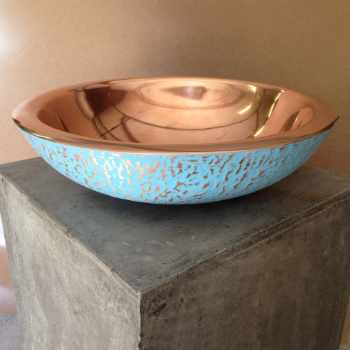 Double Skin Countertop Basin 450x135mm Copper with TQS Outer
