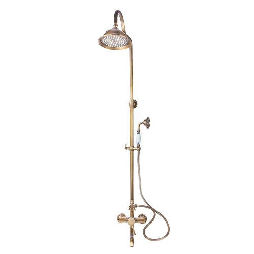 Trendy Taps Floral And Brass Wall Mounted Shower Set, With Hand Shower
