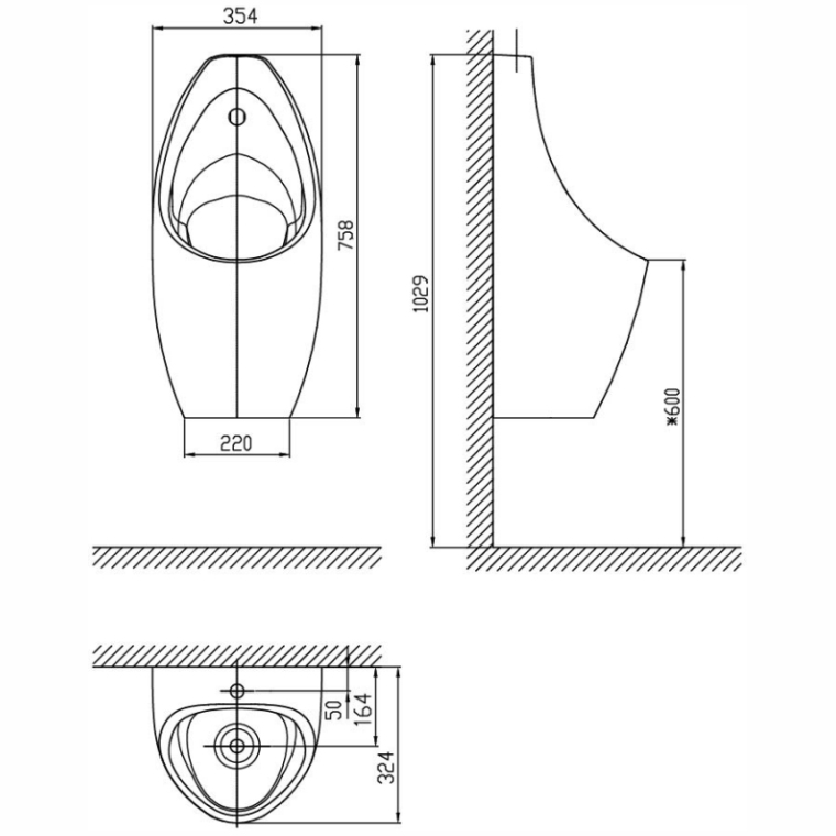 Snug Top Inlet WallHung Urinal White Plumb It
