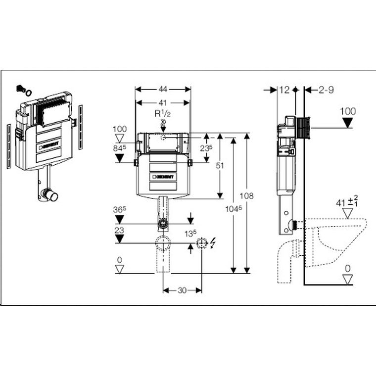 Geberit Design Sigma Concealed Cistern 12cm 6/3L | Plumb It